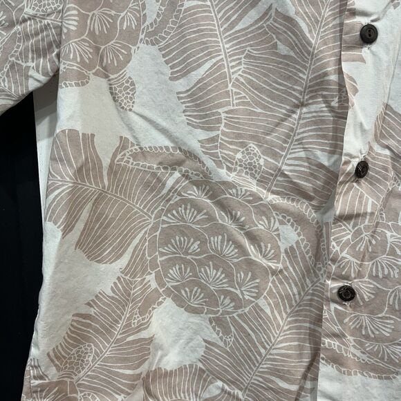 Blue Hawaii Tropical Print Button Up Shirt Palm Leaf Turtle Men’s Size Medium - Picture 3 of 5